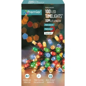 100 Multicolour LED Timelights Multi-Action With Timer