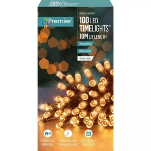 100 Vintage Gold LED Timelights Multi-Action With Timer