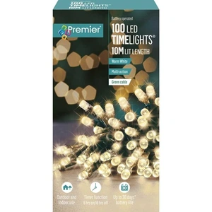 100 Warm White LED Timelights Multi-Action With Timer