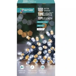 100 White-Warm White LED Timelights Multi-Action With Timer