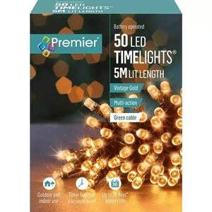 50 Vintage Gold LED Timelights Multi-Action With Timer