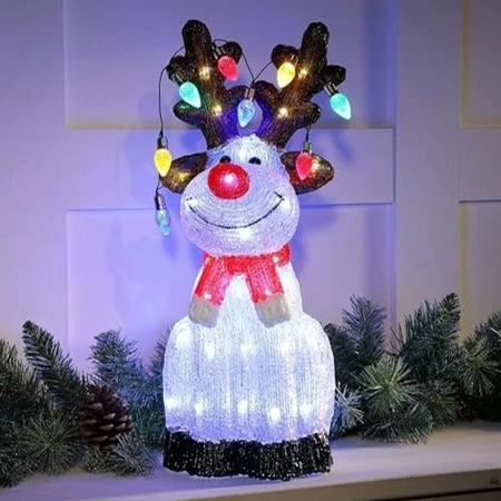 54cm Acrylic Reindeer With String Lights