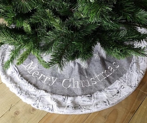 Faux Fur Tree Skirt Grey 100cm - image 1