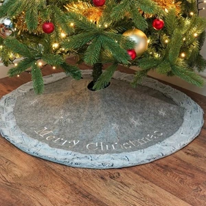 Faux Fur Tree Skirt Grey 100cm - image 4