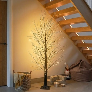 Festive 180cm Lit Microdot Black Tree 1300 Warm White