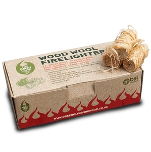 Green Olive Wood Wool Firelighters 24pcs - image 1