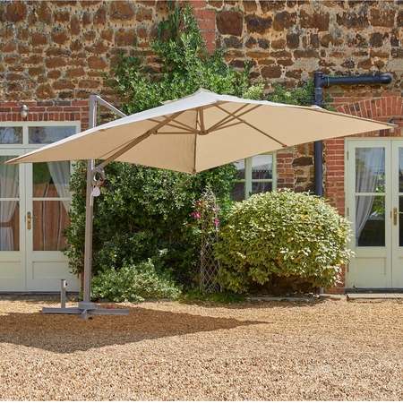 LG Deluxe 3m Square Cantilever Parasol & Base - Taupe Sarasota - image 1