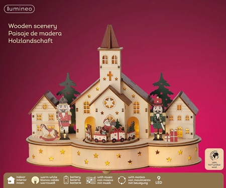 Lumineo LED Indoor Wooden Scenery Church - image 2