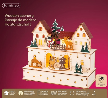 Lumineo LED Indoor Wooden Scenery Village - image 2