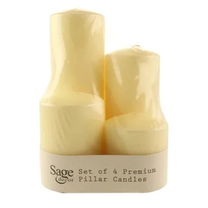 Pillar Candles Pack of 4 Assorted Sizes