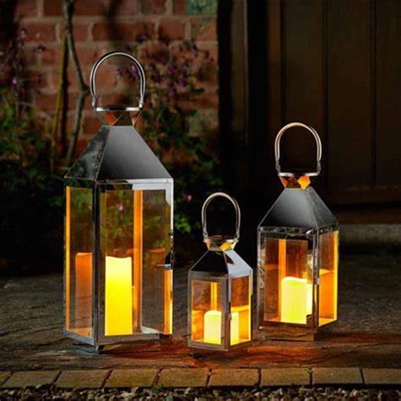 Stockholm Set Of Three Contemporary Stainless Steel Lanterns